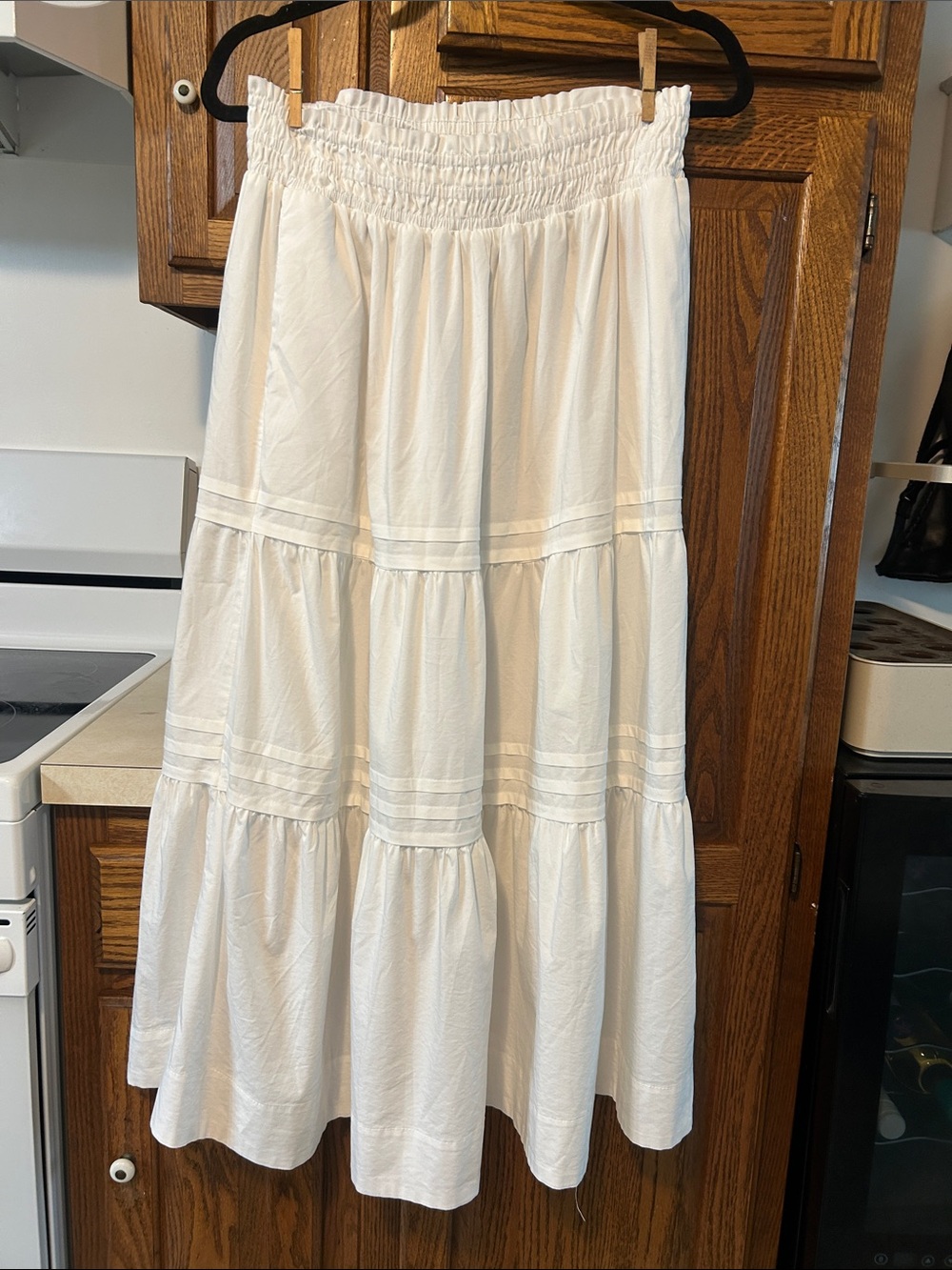 Philosophy White Tiered Smocked Waist Maxi Skirt